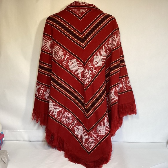 Vintage Western Aztec Poncho Made in Ecuador one size fits most - Picture 4 of 7